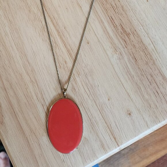 Claire's Coral Enamel Pendant Necklace - Picture 2 of 14